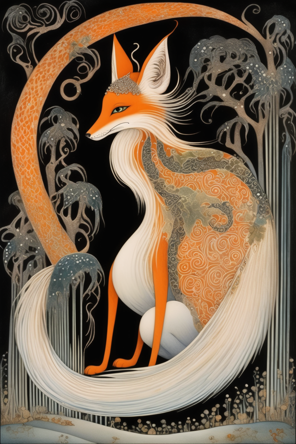 00038-4234661616-_lora_Kay Nielsen Style_1_Kay Nielsen Style - an oil painting in the style ofKay Nielsen of a beautiful fey goddess fox with thr.png